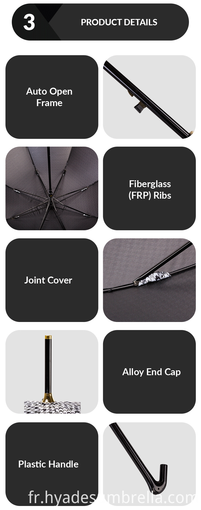 Easy Carry Auto Ouvert Bâton de parapluie Easy Carry Auto Open Stick Umbrella